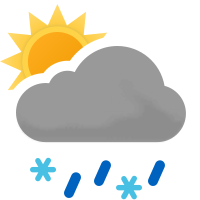 Kraftiga snöblandat regnskurar